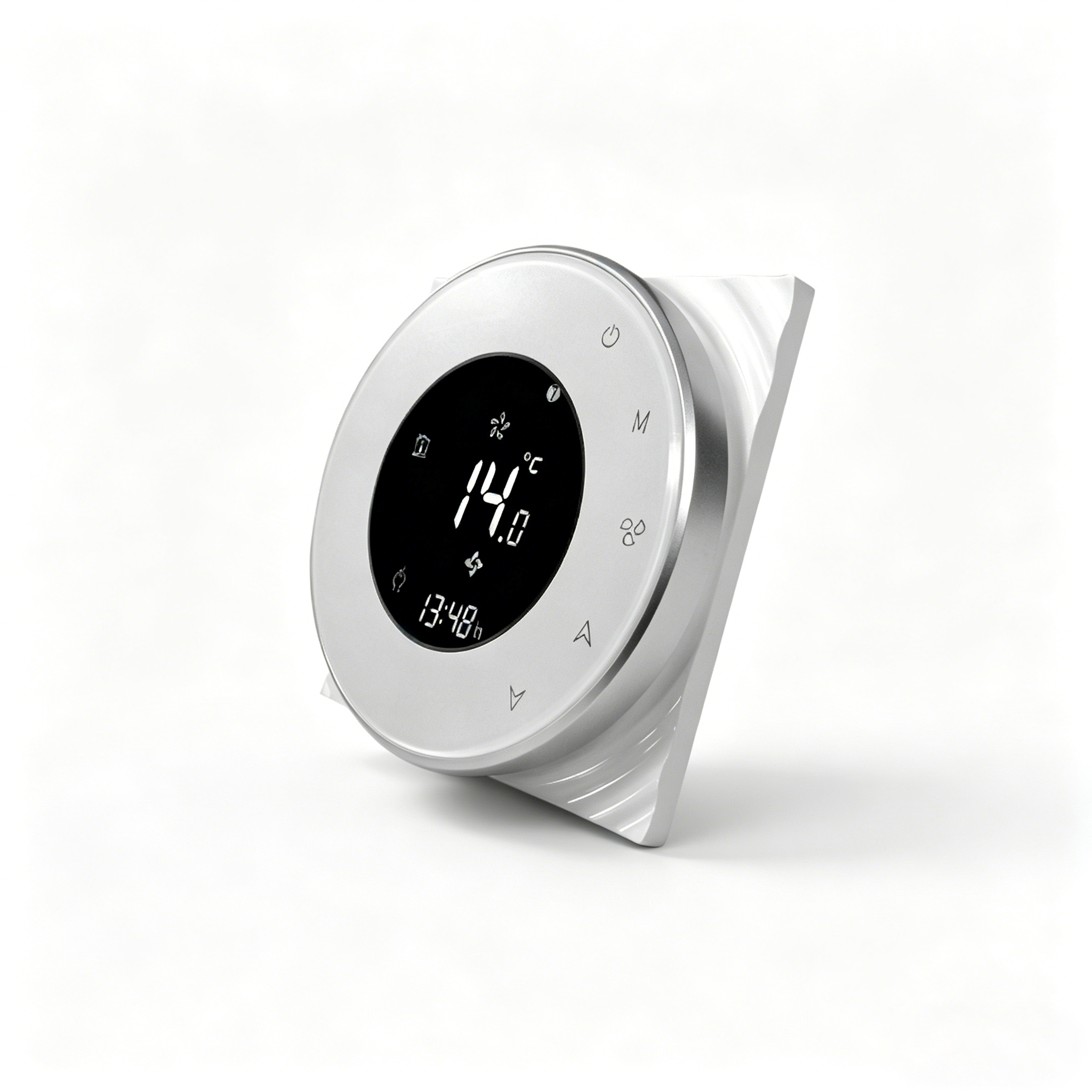 Sleek White CCST3001 Wall Mounted Thermostat Side View