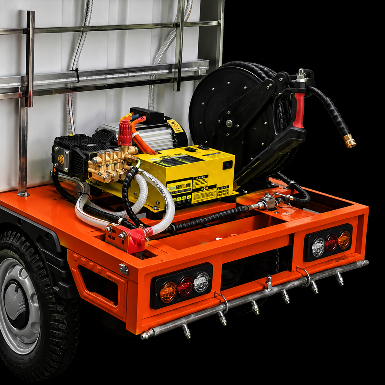Pulse 6 Cleaning Vehicle Chassis and Core Components Detail - 4000W Motor and Water Pump Assembly