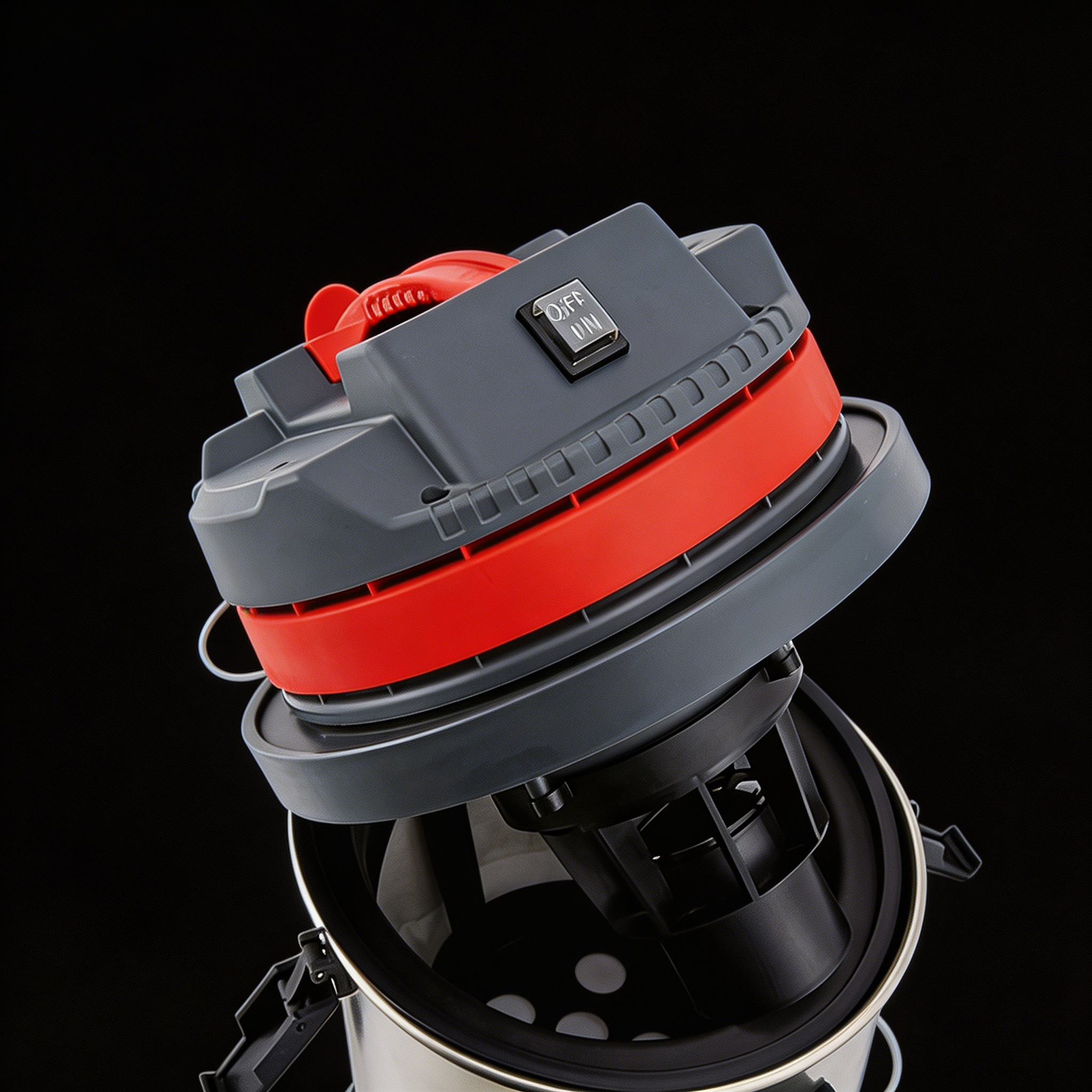 Orbit 30 wet and dry vacuum cleaner open lid showing internal filter structure