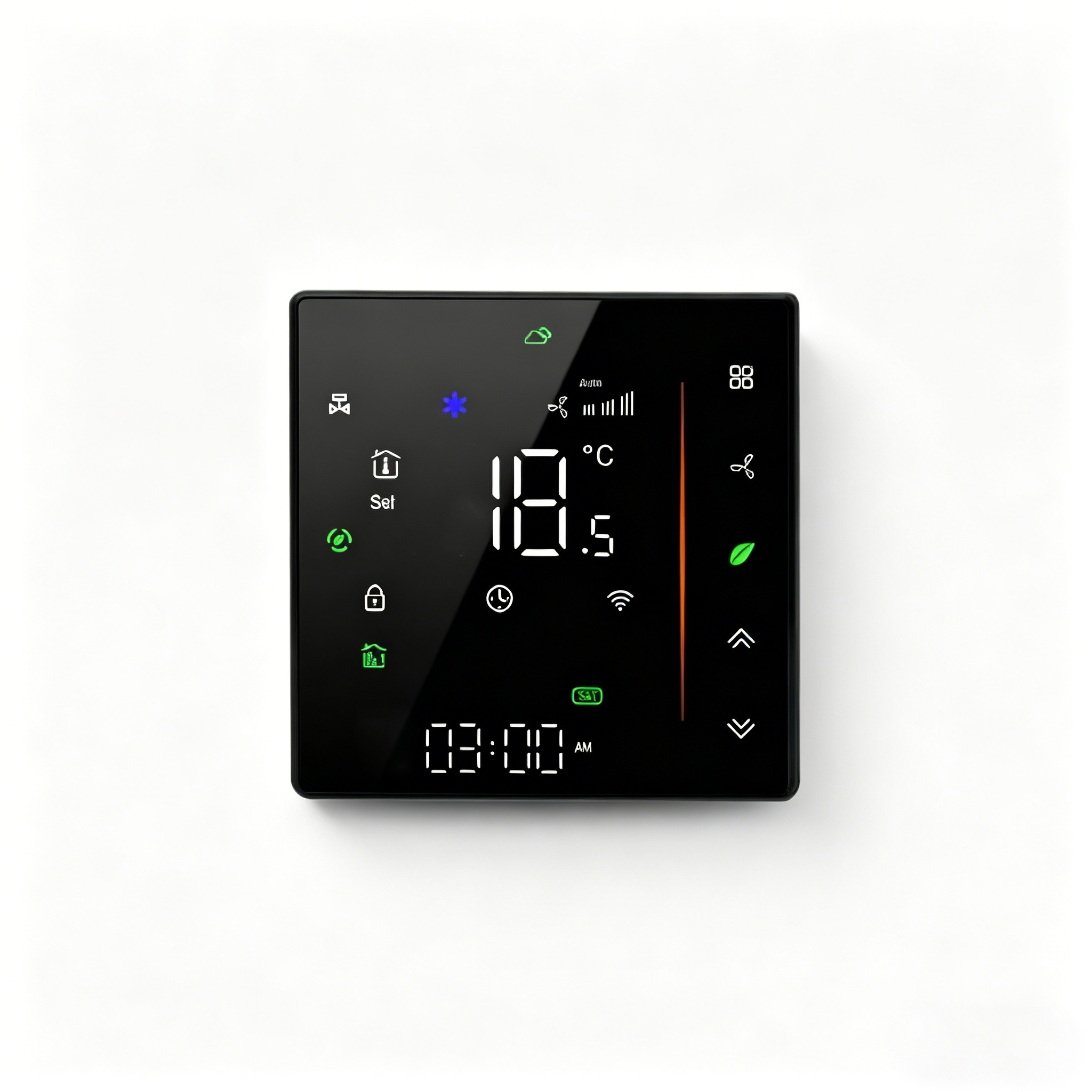 Smart Thermostat - Black, Front View
